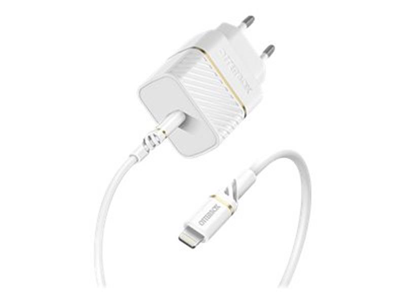 OtterBox EU Wall Charger 20W - 1X USB-C 20W USB-PD + USB C-Lightning Cable 1m, Cloud Dust White