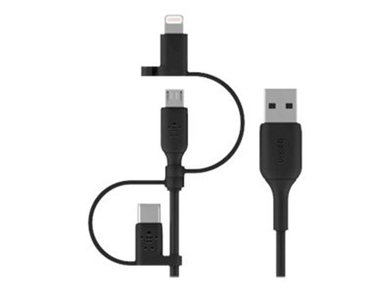 Belkin BOOST CHARGE USB-kabel 1 m USB A USB C/Micro-USB B/Lightning Zwart