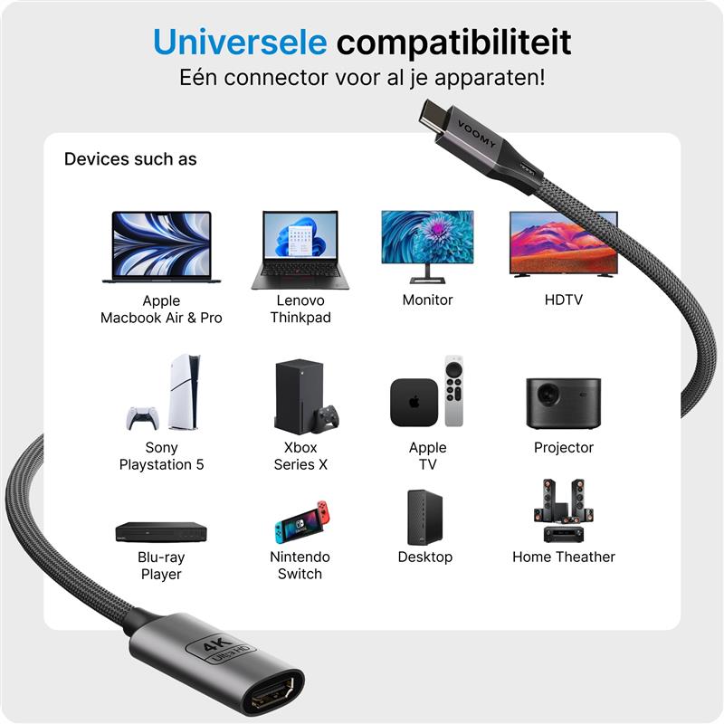 Voomy Connect C2 - USB C naar HDMI Adapter - 4K 60Hz