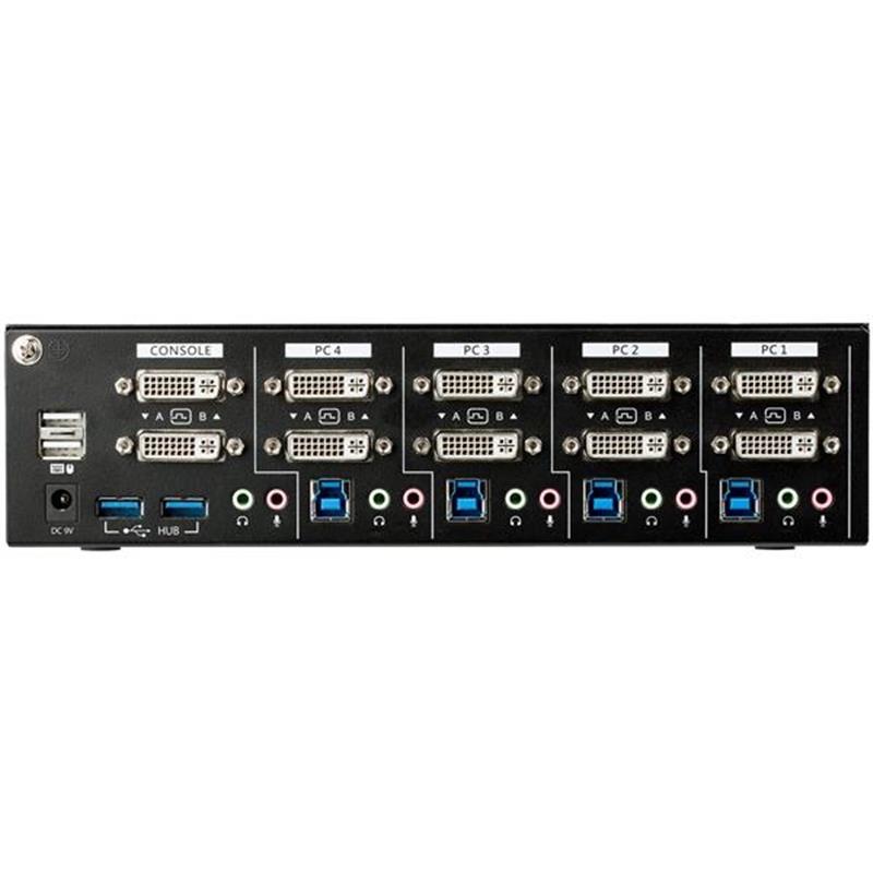 StarTech.com 4 poorts Dual-monitor DVI KVM switch met USB 3.0 hub