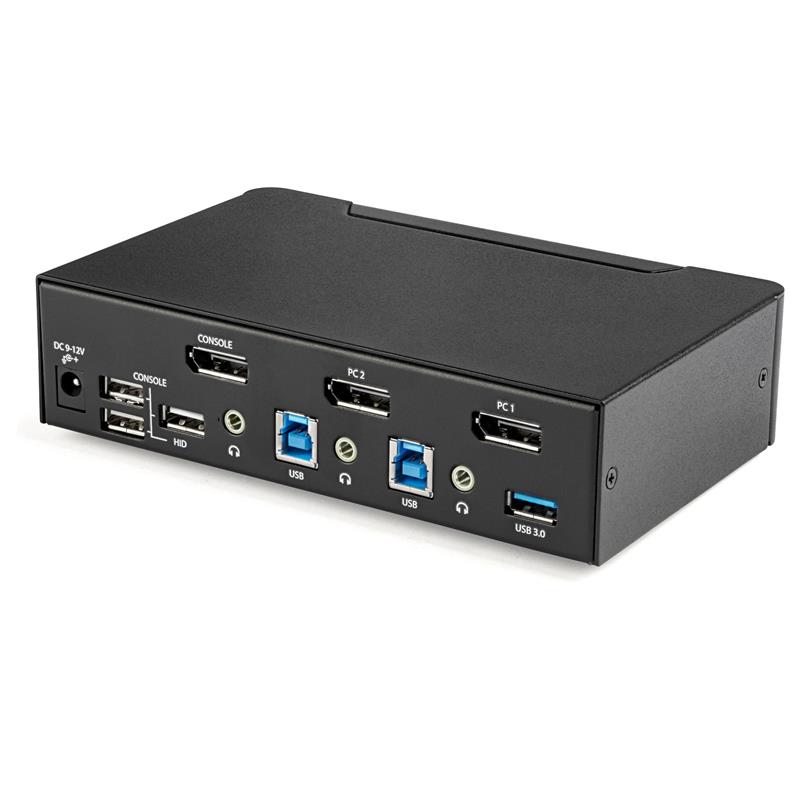 StarTech.com 2 Port DisplayPort KVM Switch, 4K 60Hz, Single Display, Dual Port UHD DP 1.2 USB KVM Switch met Geïntegreerde USB 3.0 Hub & Audio, Dell H