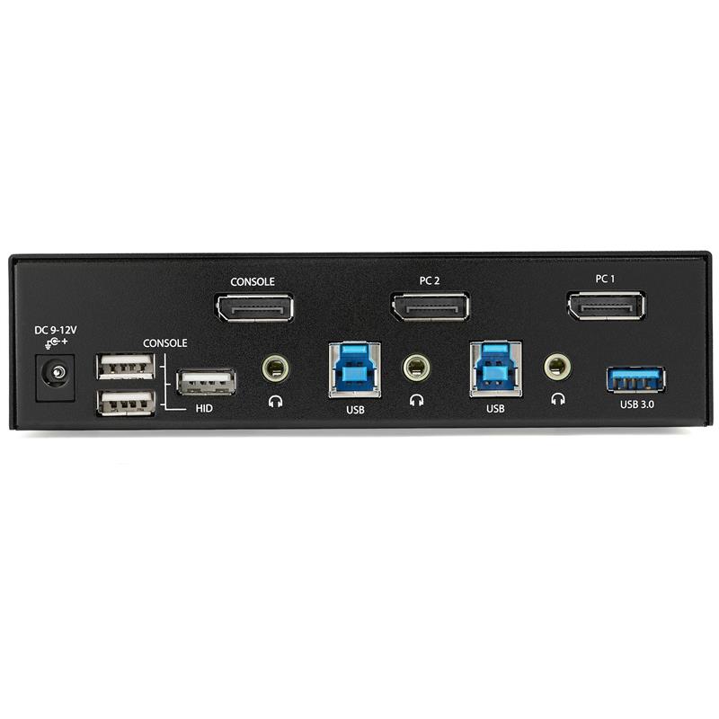 StarTech.com 2 Port DisplayPort KVM Switch, 4K 60Hz, Single Display, Dual Port UHD DP 1.2 USB KVM Switch met Geïntegreerde USB 3.0 Hub & Audio, Dell H