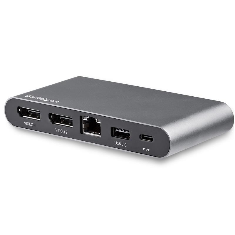 StarTech.com USB-C Dock - 4K Dual Monitor DisplayPort - Mini Laptop Docking Station - 100W Power Delivery Passthrough - GbE, 2-Port USB-A Hub - USB Ty