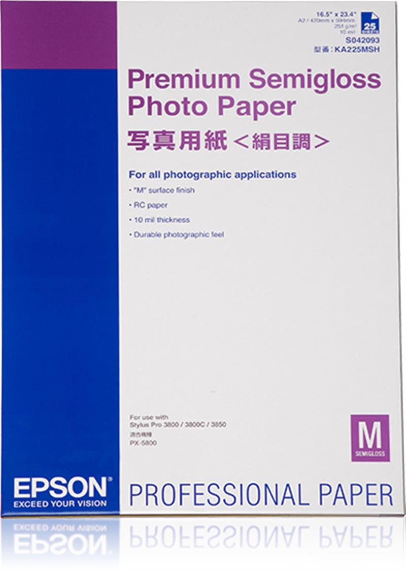 Epson Premium Semigloss Photo Paper, DIN A2, 250g/m², 25 Vel