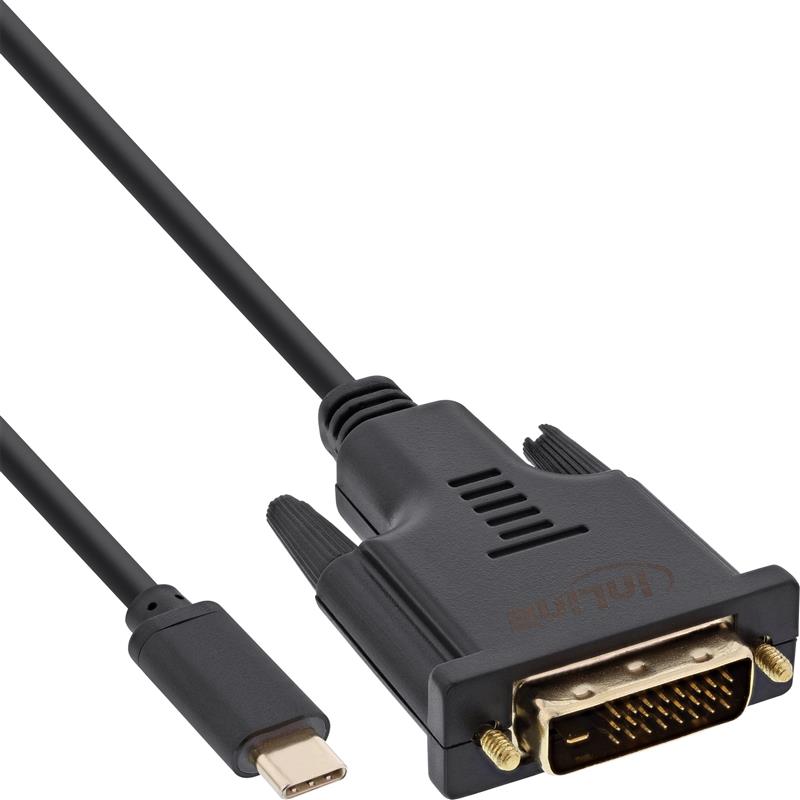 InLine USB Display Cable USB Type-C male to DVI male DP Alt Mode black 3m