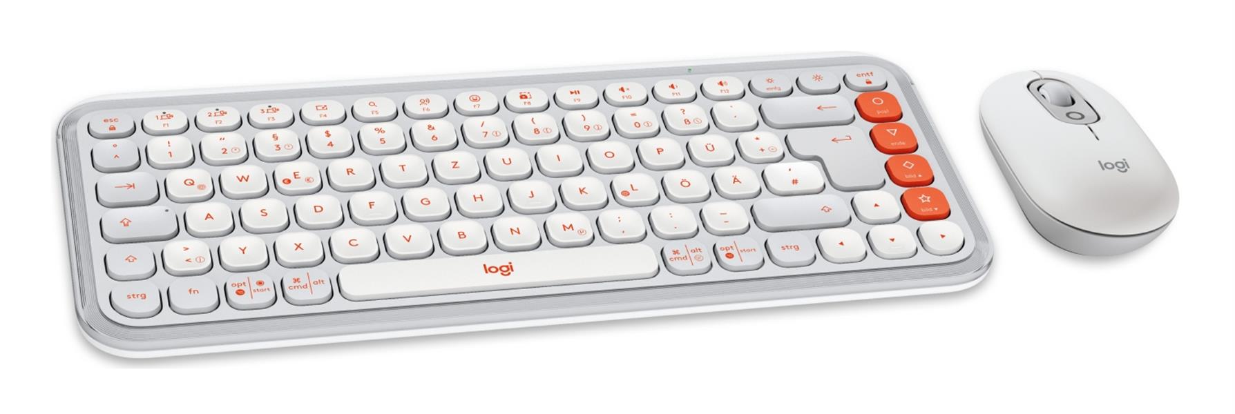 Logitech POP Icon Combo toetsenbord Inclusief muis Universeel Bluetooth QWERTZ Duits, US International Oranje, Wit