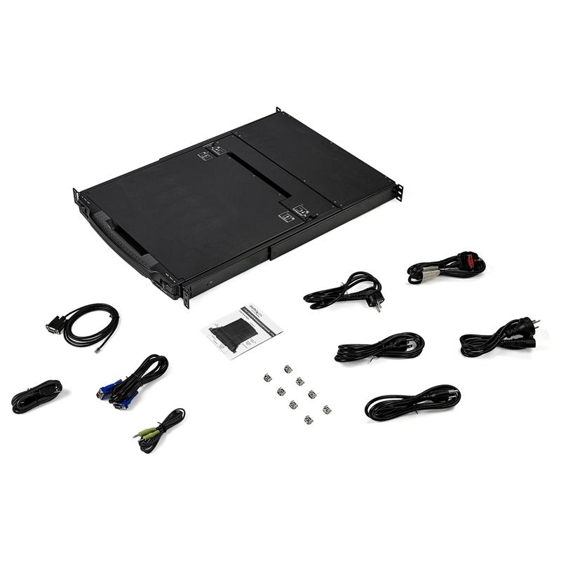 StarTech.com Dual Rail KVM Rack Console, HD 1080p, Single Port DVI/VGA KVM met 17"" LCD Scherm voor Server Rack, Universele 1U LCD KVM Console met Kab