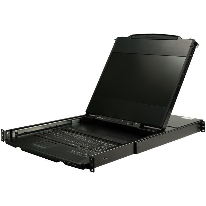 StarTech.com Dual Rail KVM Rack Console, HD 1080p, Single Port DVI/VGA KVM met 17"" LCD Scherm voor Server Rack, Universele 1U LCD KVM Console met Kab