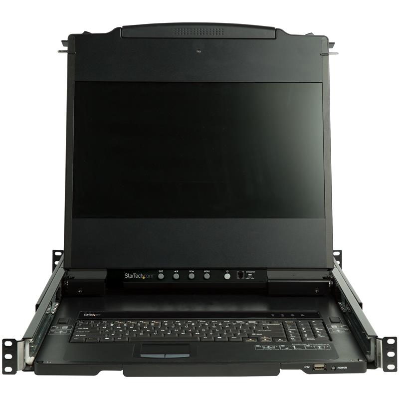 StarTech.com Dual Rail KVM Rack Console, HD 1080p, Single Port DVI/VGA KVM met 17"" LCD Scherm voor Server Rack, Universele 1U LCD KVM Console met Kab