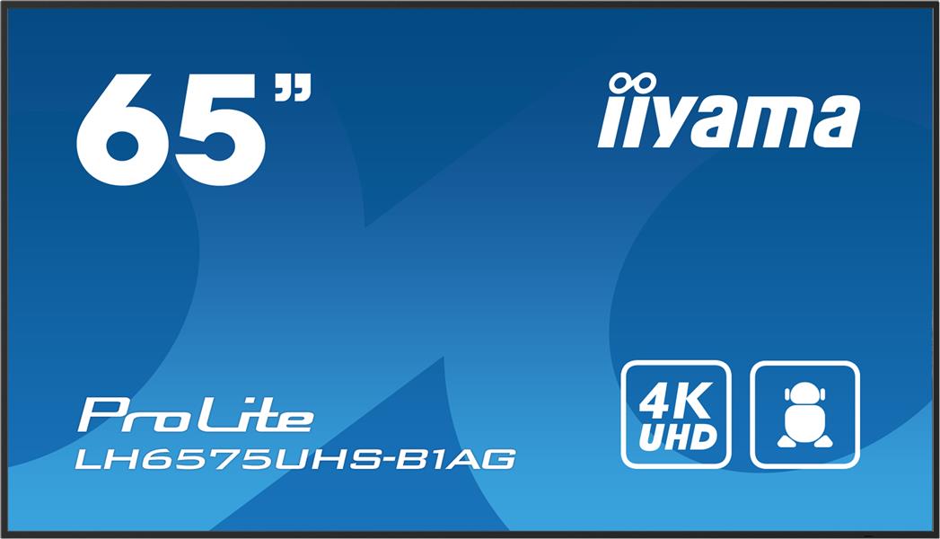 iiyama ProLite Digitale signage flatscreen 163,8 cm (64.5"") LCD Wifi 500 cd/m² 4K Ultra HD Zwart Type processor Android 11 24/7