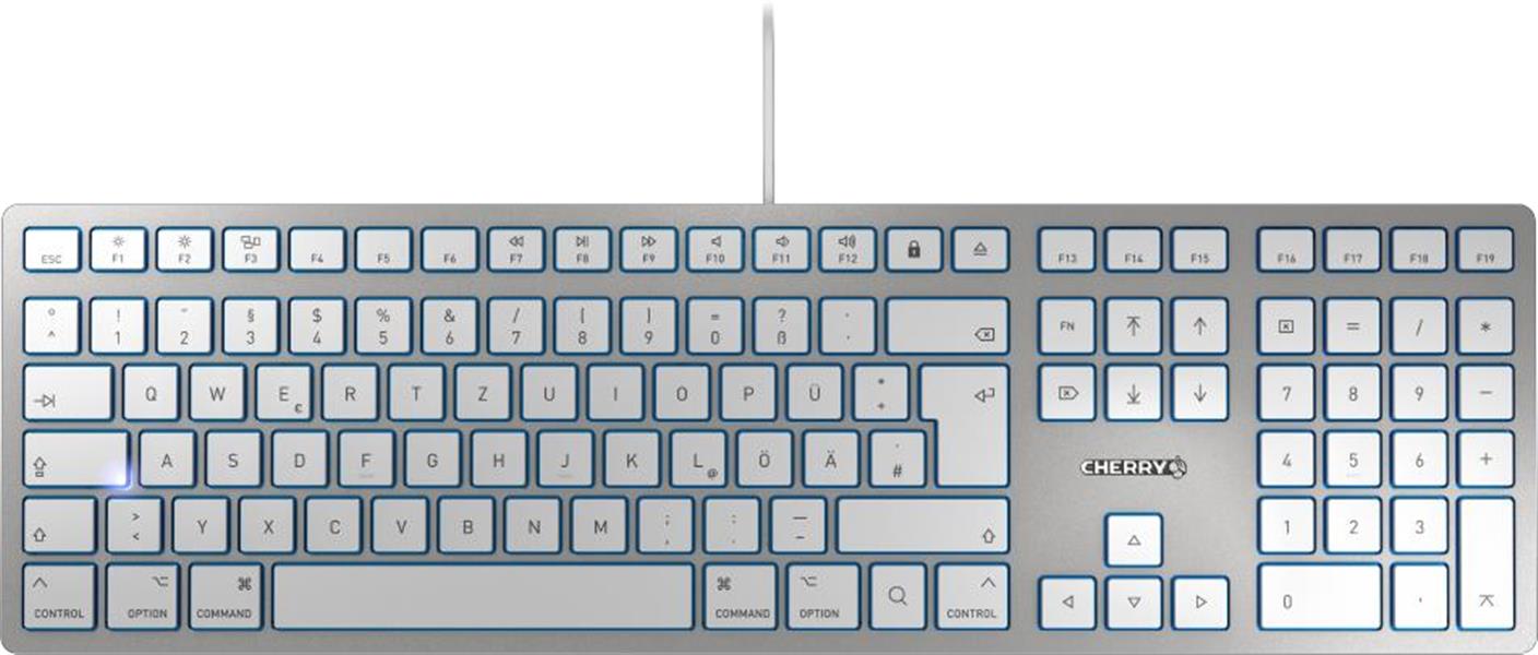 CHERRY KC 6000 SLIM FOR MAC toetsenbord USB QWERTZ Duits Zilver