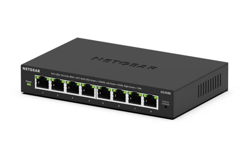 NETGEAR GS308E Managed L2/L3 Gigabit Ethernet (10/100/1000) Power over Ethernet (PoE) Zwart