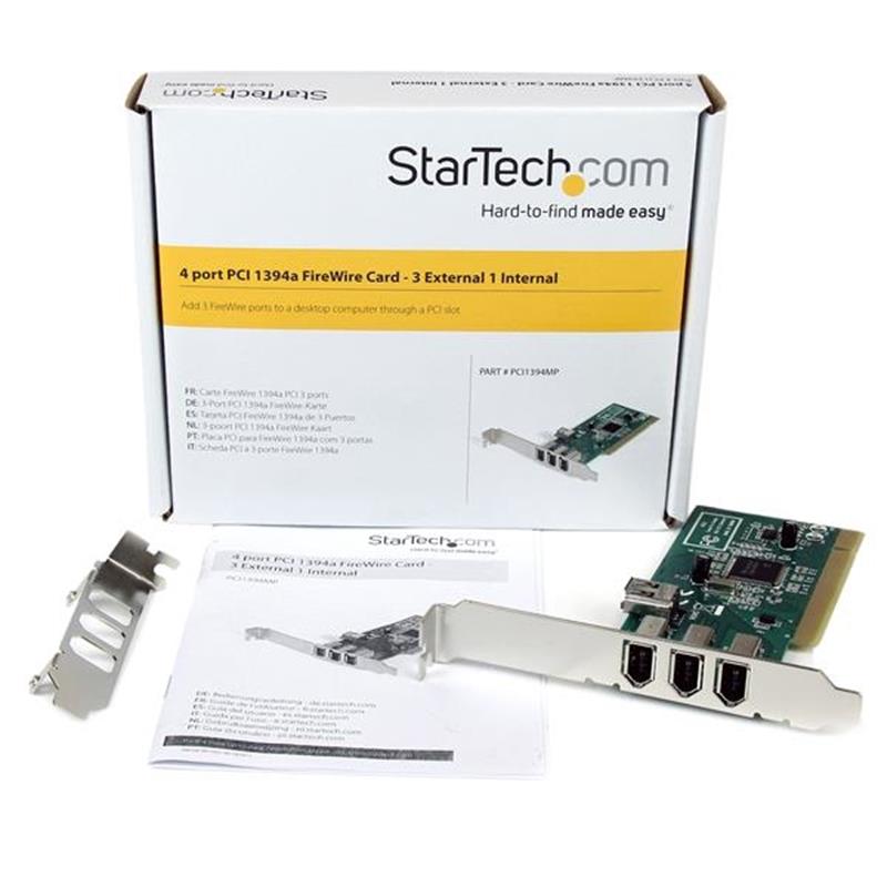 StarTech.com 4-poort PCI 1394a FireWire Adapter Kaart 3 Extern 1 Intern