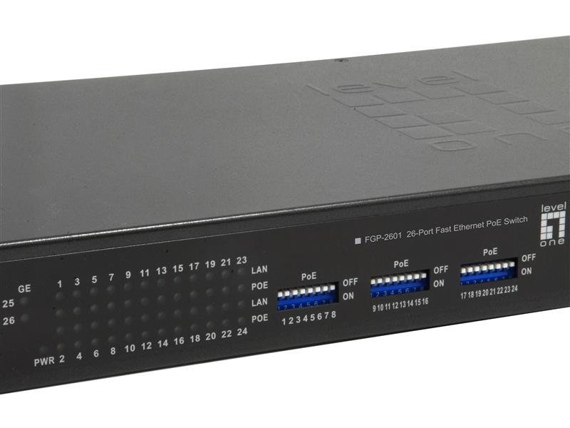 LevelOne FGP-2601W150 netwerk-switch Unmanaged Gigabit Ethernet (10/100/1000) Power over Ethernet (PoE) Zwart
