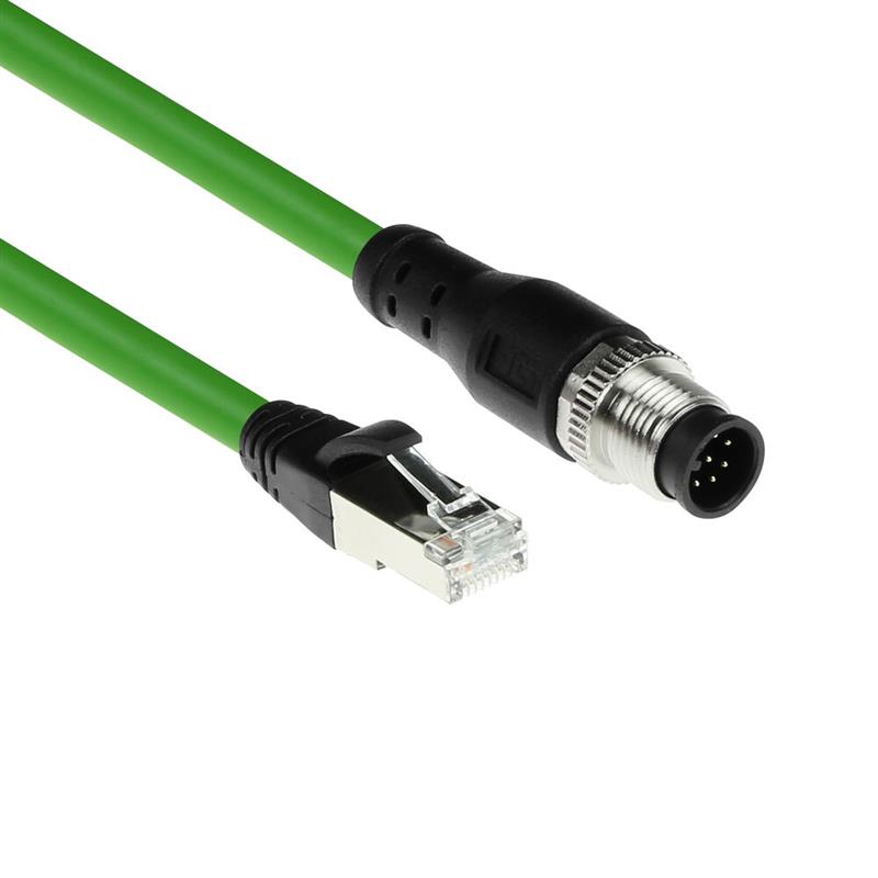 ACT Industrial 1,50 meter Sensor kabel M12A 8-polig male naar RJ45 male, Ultraflex SF/UTP TPE kabel, afgeschermd