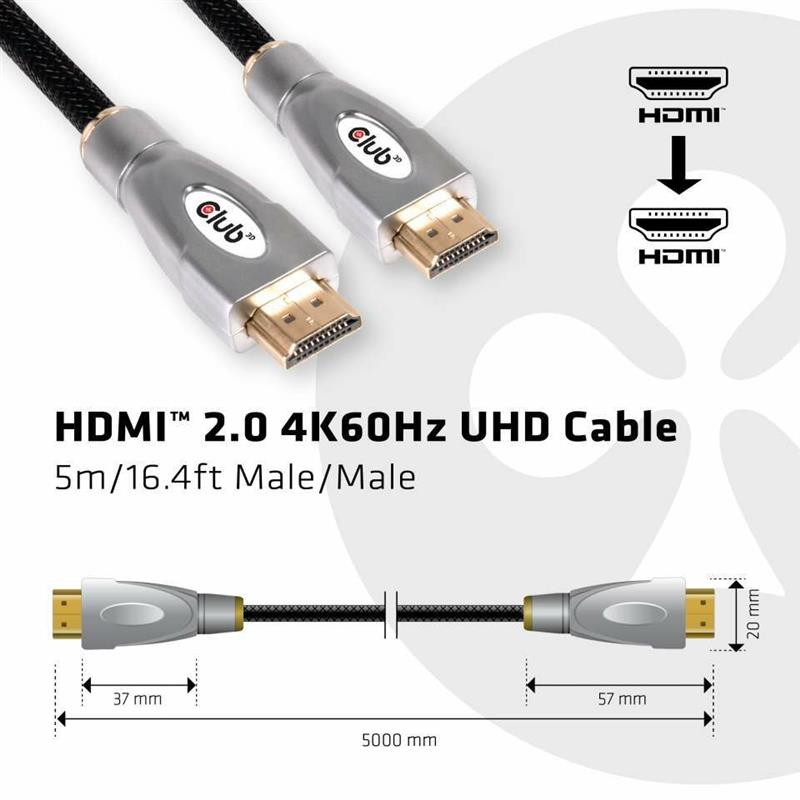 CLUB3D HDMI 2.0 4K60Hz UHD Kabel 5 meter