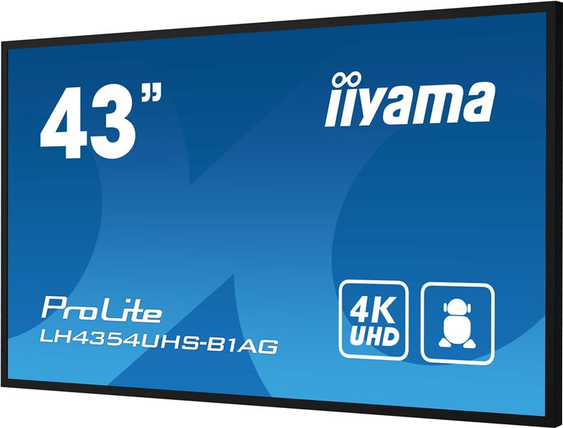 iiyama LH4354UHS-B1AG beeldkrant Digitale signage flatscreen 108 cm (42.5"") LCD Wifi 500 cd/m² 4K Ultra HD Zwart Type processor Android 11 24/7