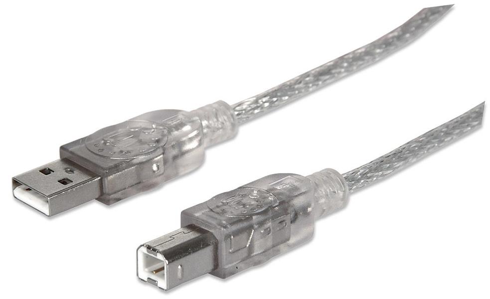 USB 2 0 Device Cable A Male B Male 3 m 10 ft Translucent Silver