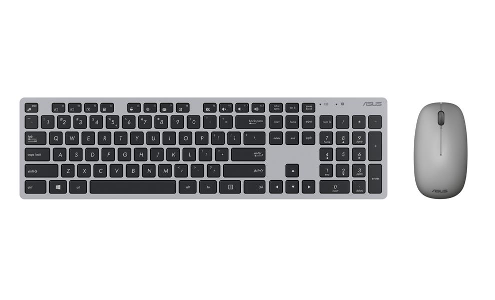 ASUS W5000 toetsenbord Inclusief muis RF Draadloos US International Zwart, Zilver