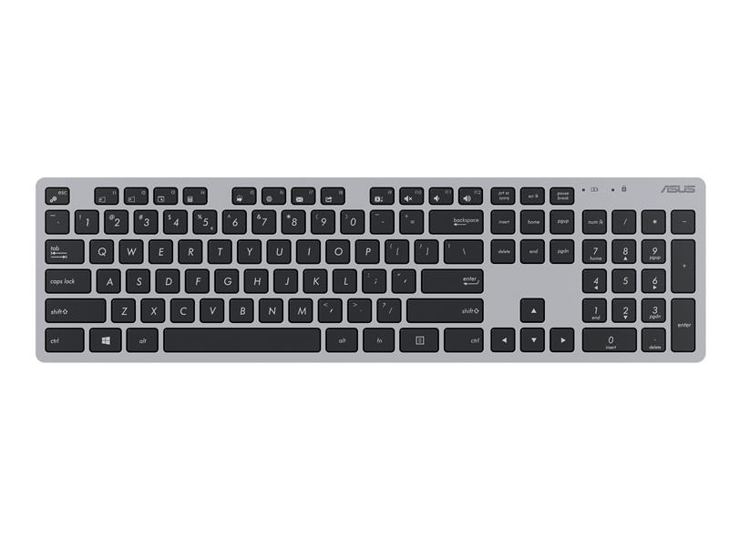 ASUS W5000 toetsenbord Inclusief muis RF Draadloos US International Zwart, Zilver