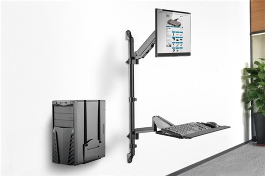 Sit-Stand Workstation wall single mount - Black