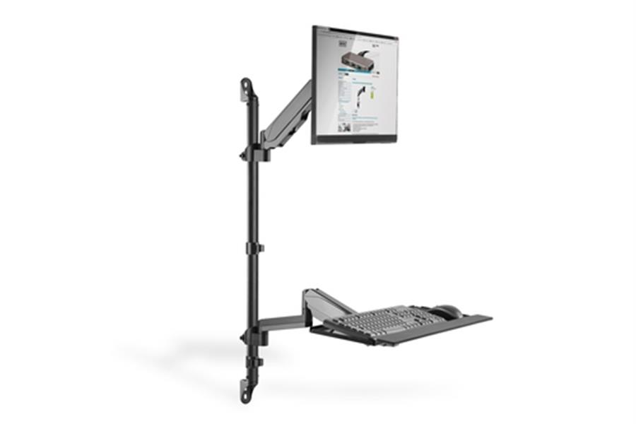 Sit-Stand Workstation wall single mount - Black