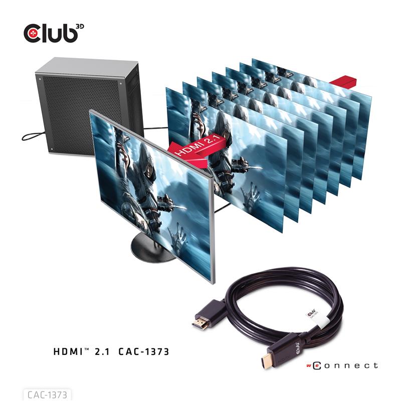 CLUB3D Ultra High Speed ??HDMI™2.1 gecertificeerde kabel 4K120Hz, 8K60Hz 48Gbps M/V 3 meter