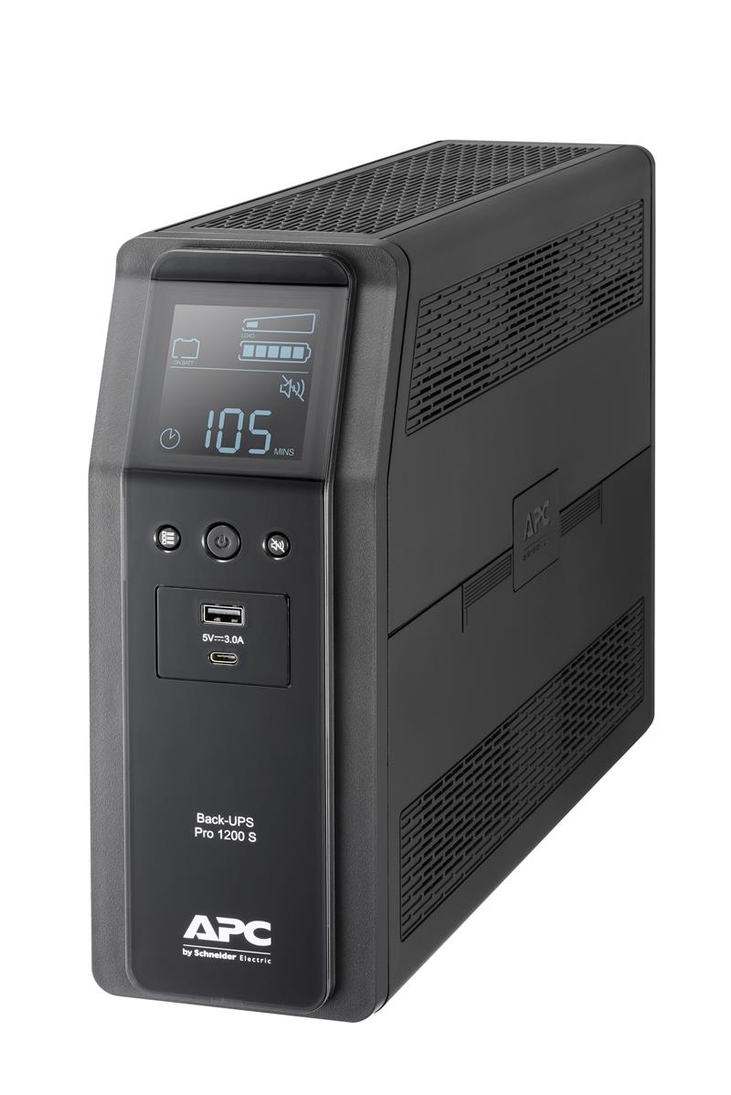 APC Back-UPS PRO BR1200SI - Noodstroomvoeding, 8x C13 uitgang, 2x USB lader (type A & C), 1200VA, USB dataport