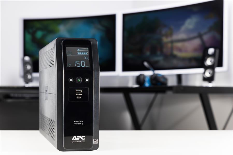 APC Back-UPS PRO BR1600SI - Noodstroomvoeding, 8x C13 uitgang, 2x USB charger (type A & C), 1600VA, USB dataport