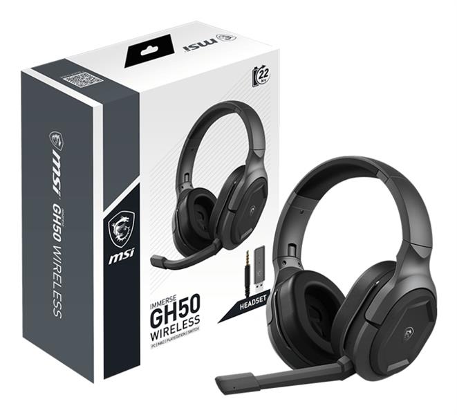 MSI Immerse GH50 Wireless Headset Bedraad en draadloos Hoofdband Gamen USB Type-A Zwart