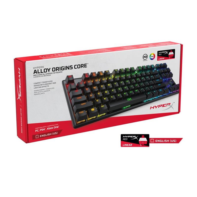 HyperX Alloy Origins Core - Mechanical Gaming Keyboard - HX Red (US Layout) toetsenbord USB QWERTY Amerikaans Engels Zwart