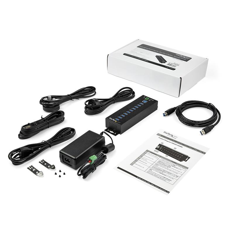 StarTech.com 10-poorts industriële USB 3.0 hub inclusief externe voedingsadapter ESD & 350W overspanningsbeveiliging