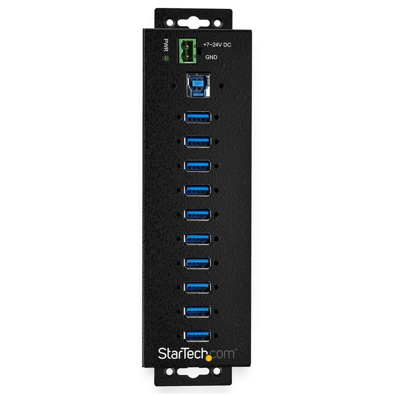 StarTech.com 10-poorts industriële USB 3.0 hub inclusief externe voedingsadapter ESD & 350W overspanningsbeveiliging