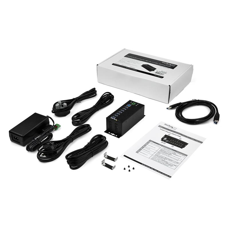 StarTech.com 7-poorts industriële USB 3.0 hub inclusief externe voedingsadapter ESD & 350W overspanningsbeveiliging