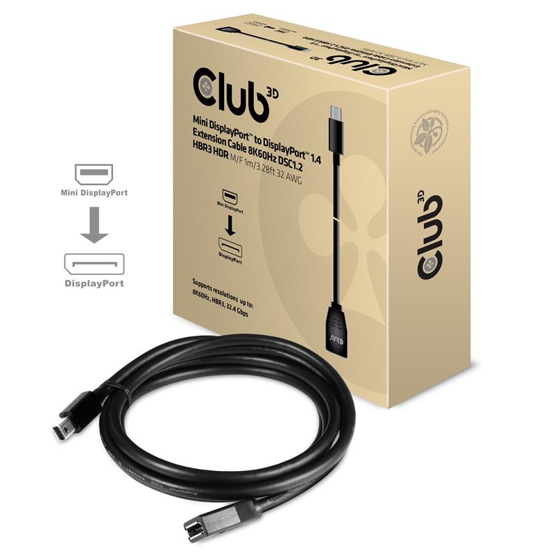 CLUB3D cac-1121 1 m Mini DisplayPort DisplayPort Zwart