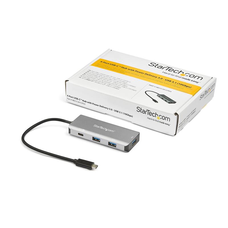 StarTech.com 4-poorts USB-C hub met Power Delivery 10Gbps 3x USB-A en 1x USB-C