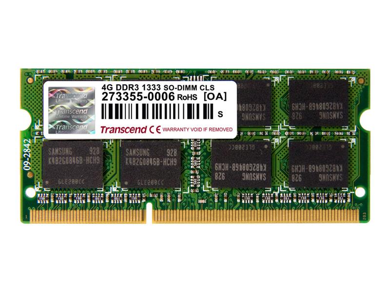 Transcend geheugenmodule 4 GB 2 x 8 GB DDR3 1333 MHz