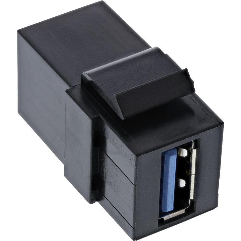 InLine USB 3 0 Snap-In module USB-A F F 90° angled black housing
