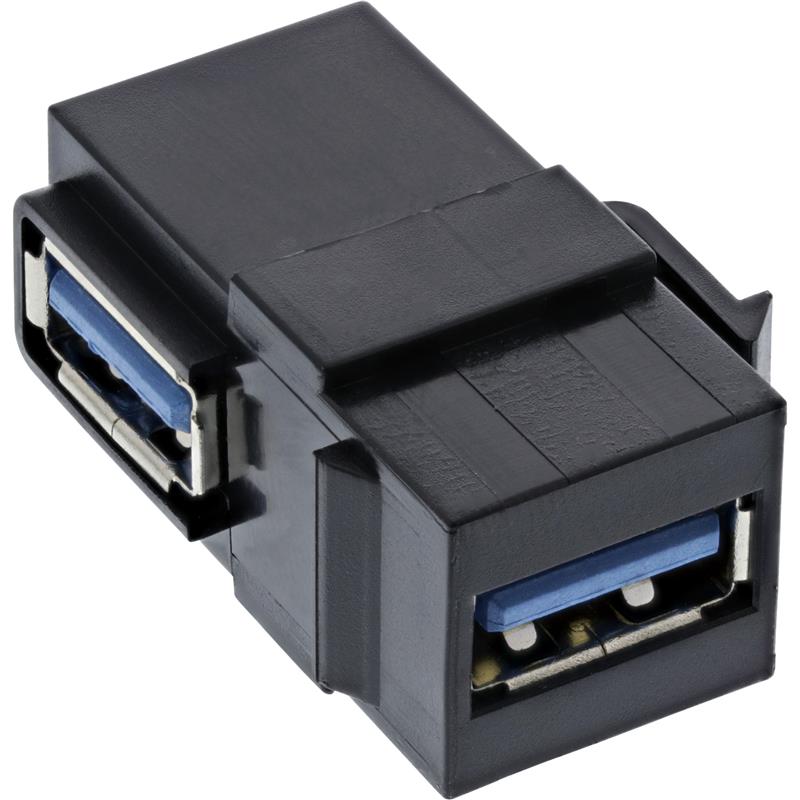 InLine USB 3 2 Snap-In module USB-A F F 90° angled black housing