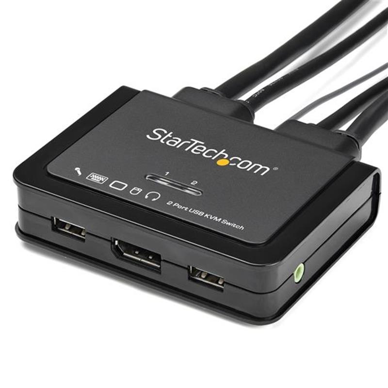 StarTech.com 2-poorts USB 4K 60Hz DisplayPort KVM switch met geïntegreerde kabels