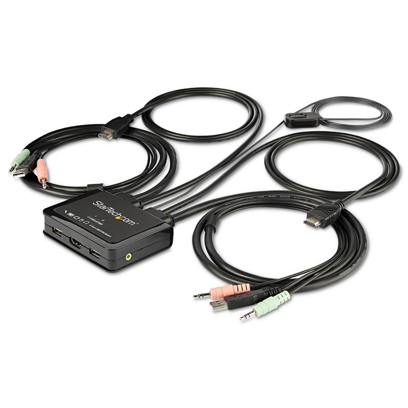 StarTech.com 2-poorts HDMI KVM switch met geïntegreerde kabels USB 4K 60Hz