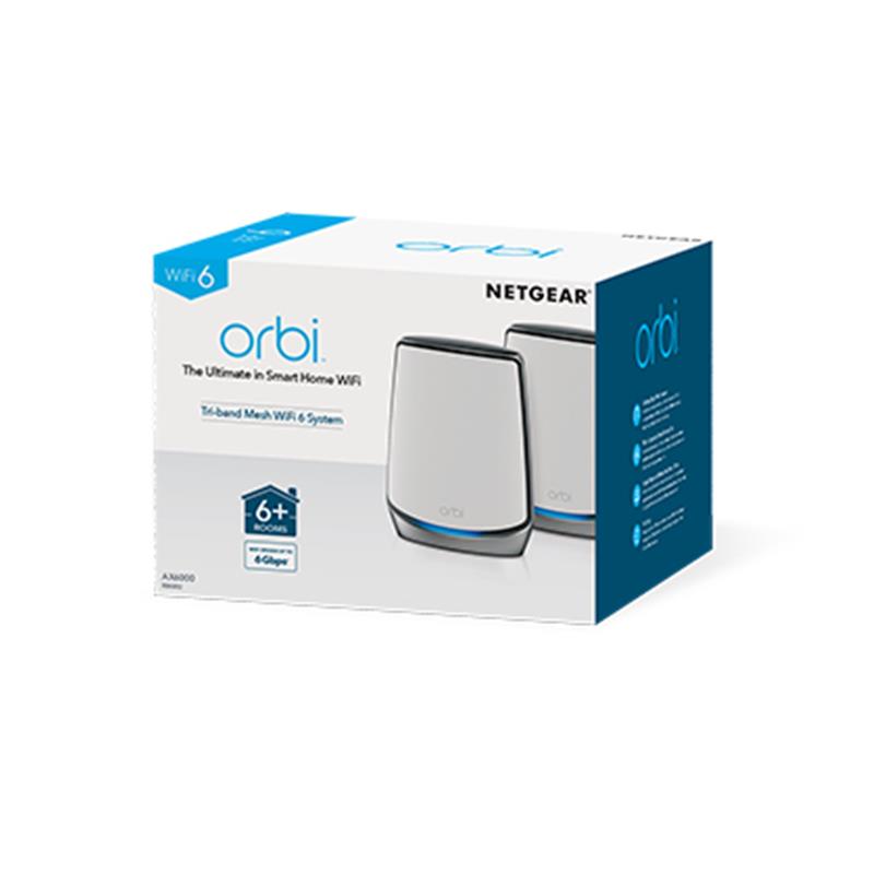 Netgear Orbi AX6000 draadloze router Tri-band (2.4 GHz / 5 GHz / 5 GHz) Gigabit Ethernet Wit