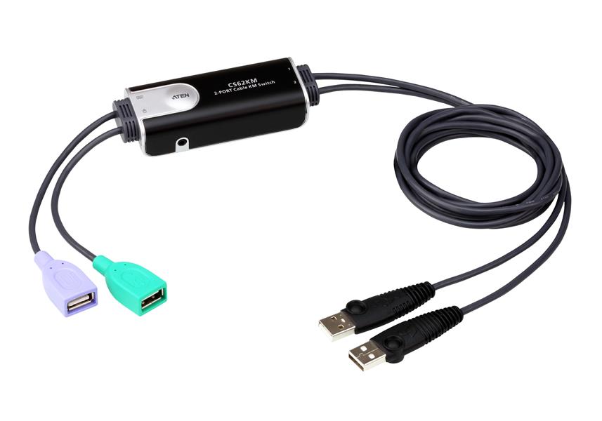 ATEN 2-poorts USB grenzeloze kabel KM-schakelaar