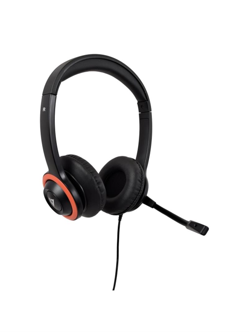 V7 HU540E hoofdtelefoon/headset Bedraad Hoofdband Kantoor/callcenter Zwart, Rood