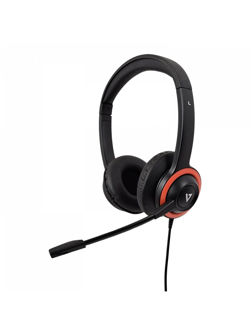 V7 HU540E hoofdtelefoon/headset Bedraad Hoofdband Kantoor/callcenter Zwart, Rood