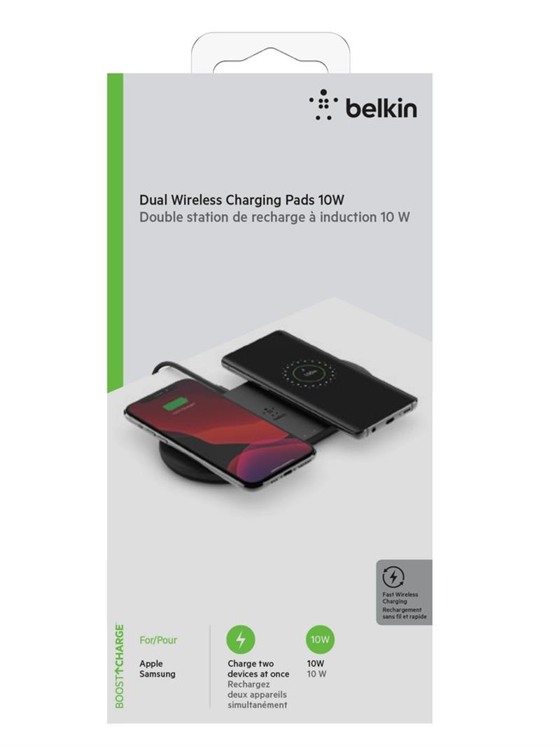 Belkin BOOST?CHARGE Qi Dual Draadloze oplader - 2 x 10W - Zwart