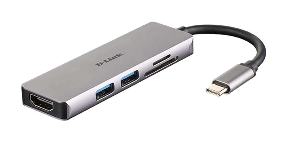 D-Link DUB-M530 notebook dock & poortreplicator Bedraad USB 3.2 Gen 1 (3.1 Gen 1) Type-C Aluminium, Zwart