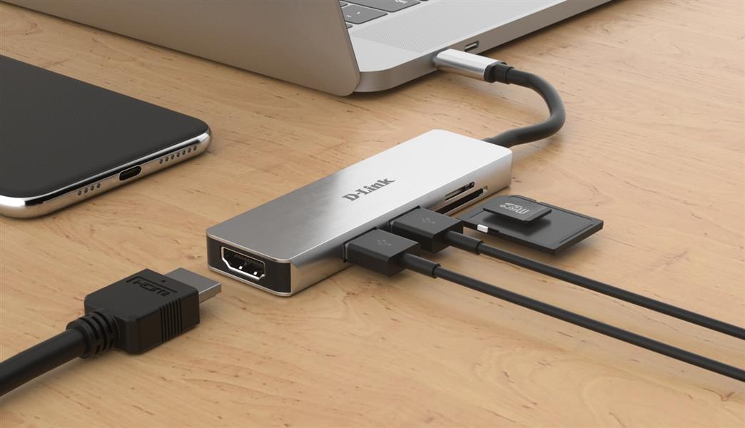 D-Link DUB-M530 notebook dock & poortreplicator Bedraad USB 3.2 Gen 1 (3.1 Gen 1) Type-C Aluminium, Zwart