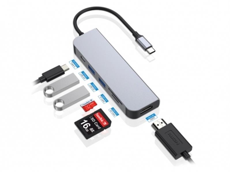 Conceptronic DONN02G interface hub USB 3.2 Gen 1 (3.1 Gen 1) Type-C 5000 Mbit/s Aluminium