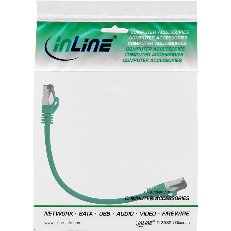 InLine Patch Cable S FTP PiMF Cat 8 1 halogen free 2000MHz green 0 3m